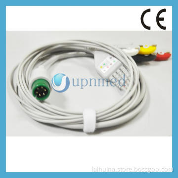 MEK One piece ECG Cable with leadwires, 6pins